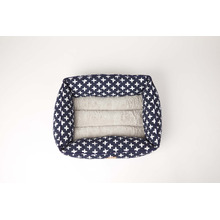 Navy Cross Cotton Bolstered Dog Bed